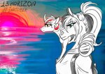 anthro backpack boots clothing duo female footwear horizon shoes sunset sunny_way inktober alirfesta_felastis sunny_way_(character) equid equine horse ki'rinaes mammal 2024 digital_media_(artwork) hi_res sketch