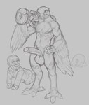 anthro avian_feet balls beak big_balls big_penis digitigrade erection genitals group humanoid_genitalia humanoid_penis looking_at_viewer male muscular muscular_anthro muscular_male nlaw nude penis politics ranged_weapon rocket_launcher standing ukraine war weapon snowskau russiaball vladimir_putin avian bird chat_(bird) human mammal nightingale old_world_flycatcher oscine passerine saxicoline digital_drawing_(artwork) digital_media_(artwork) hi_res sketch