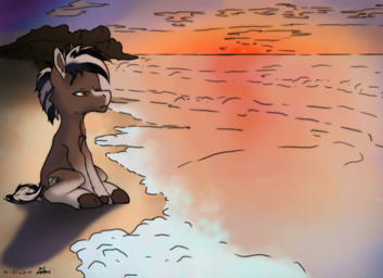 cutie_mark feral male sea solo sunset water justelliscub hasbro my_little_pony fan_character equid equine horse mammal pony hi_res