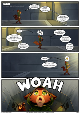 anthro bodily_fluids clothed clothing dialogue drooling female fur green_eyes hood metal open_mouth red_body red_fur saliva solo speech_bubble star_eyes tail text thinking vore_implied walking hunnter blizzard_entertainment warcraft vicky_the_vulpera canid canine fox mammal vulpera absurd_res comic digital_media_(artwork) english_text hi_res