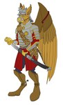 abs anthro armor beak boots bottomwear claws clothed clothing feathered_wings feathers fingers footwear fur gauntlets gloves handwear headgear holding_object male melee_weapon military muscular muscular_anthro muscular_male poland shoes simple_background soldier solo sword tail uniform warrior weapon winged_hussar wings draco-rex_(artist) mythology pyronite(commissioner) carpo avian gryphon mythological_avian mythological_creature adobe_photoshop_(artwork) digital_media_(artwork)