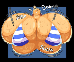 bedroom_eyes big_breasts bikini bikini_top black_eyes bodily_fluids breasts clothing female heart_symbol huge_breasts hyper hyper_breasts looking_at_viewer narrowed_eyes not_furry onomatopoeia open_mouth seductive solo sound_effects sweat sweaty_breasts swimwear text two-piece_swimsuit yellow_body voctopie mario_and_luigi_(series) mario_bros nintendo starlow star_sprite waddling_head absurd_res english_text hi_res