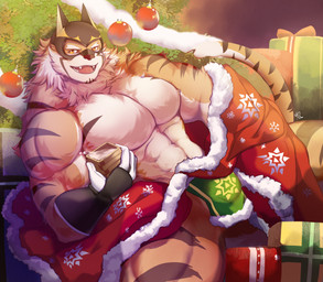abs alcohol anthro asian_clothing barazoku beverage bulge christmas_clothing clothing drunk east_asian_clothing holidays japanese_clothing kimono looking_at_viewer male mask muscular muscular_anthro muscular_male nipples pecs sake sake_dish substance_intoxication superhero moru_(artist) christmas lifewonders live_a_hero ryekie_(live_a_hero) hi_res