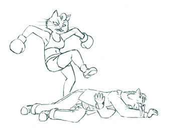 5_fingers anthro bottomwear boxing_gloves bra breasts clothed clothing duo fainted female fight fingers fully_clothed gloves handwear humor looking_down lying male navel on_side open_mouth pun shorts sports_bra stomping tongue tongue_out underwear violence visual_pun whiskers x_eyes redout bojack_horseman netflix bojack_horseman_(character) princess_carolyn domestic_cat equid equine felid feline felis horse mammal digital_drawing_(artwork) digital_media_(artwork) monochrome sketch