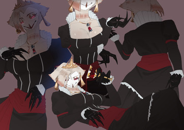 alcohol anthro beak beverage breasts claws clothing container crown cup dress ear_piercing elegant elegant_dress feathers female goblet hair headgear jewelry multiple_poses necklace piercing pose pouring pouring_onto_self red_eyes short_hair solo white_body white_feathers white_hair wine dendalion_ch hellaverse the_lesser_key_of_solomon vilhelmina avian bird demon owl absurd_res hi_res