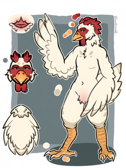 ambiguous_gender animal_genitalia anthro beak bridge_piercing cloaca cloacal_piercing facial_piercing feathers furgonomic_piercing furgonomics genital_piercing genitals navel non-mammal_navel nose_piercing piercing solo standing white_body white_feathers winged_arms wings yellow_beak punkt.punkk pebble_(punkt.punkk) avian bird chicken galliform phasianid 2026 digital_drawing_(artwork) digital_media_(artwork) english_description hi_res model_sheet nonbinary_(lore)