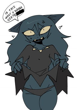 anthro black_clothing black_dress black_panties black_text black_underwear blue_body blue_ears blue_hair bodily_fluids breasts censor_bar claws clothed clothing clothing_lift cross-popping_vein dialogue dress dress_lift eyelashes female finger_claws fingers front_view grey_clothing grey_dress grey_panties grey_underwear hair long_hair looking_at_viewer notched_ear open_mouth panties simple_background small_breasts solo sweat sweatdrop talking_to_viewer teeth text underwear white_background xarop77 catwitch_(xarop77) domestic_cat felid feline felis mammal 2025 censored digital_drawing_(artwork) digital_media_(artwork) english_text hi_res portrait three-quarter_portrait