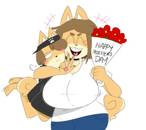 :< ambiguous_gender anthro anthro_on_anthro barefoot black_clothing black_hoodie black_topwear blue_bottomwear blue_clothing blue_pants blush blush_lines blush_stickers bottomless bottomless_anthro bottomless_male bottomwear bouquet brown_hair closed_frown clothed clothed_anthro clothed_female clothing duo eyes_closed feet female female_anthro flower flower_bouquet frown hair hair_over_eye holding_another holding_bouquet holding_flower holding_object holidays hoodie larger_anthro larger_female looking_aside male male/female male_anthro mouth_closed open_mouth open_smile pants pawpads plant shirt simple_background size_difference smaller_anthro smaller_male smile t-shirt tail teeth text tooth_gap topwear white_background white_clothing white_shirt white_t-shirt white_topwear jinu mother's_day june_(jinu) skylar_(jinu) canid canine canis domestic_dog mammal shiba_inu spitz 2017 digital_drawing_(artwork) digital_media_(artwork) english_description english_text male_(lore) mother_(lore) mother_and_child_(lore) mother_and_son_(lore) parent_(lore) parent_and_child_(lore) parent_and_son_(lore) son_(lore)