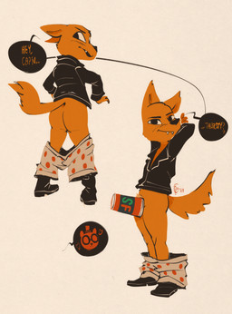 anthro biped blush boots bottomless boxers_(clothing) butt clothed clothing convenient_censorship dialogue erection footwear fur jacket male offscreen_character orange_body orange_fur partially_clothed pattern_clothing pattern_underwear presenting pubes shoes solo speech_bubble teasing text topwear underwear underwear_down edtropolis night_in_the_woods angus_delaney gregg_lee bear canid canine fox mammal 2021 absurd_res censored digital_drawing_(artwork) digital_media_(artwork) english_text hi_res