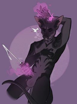 anthro balls black_body black_fur blue_eyes blue_sclera bodily_fluids casting_spell cum cumshot disembodied_hand ejaculation erection fur genital_fluids genitals ghost_hand grey_body grey_fur grey_markings handjob horn humanoid_genitalia humanoid_penis looking_pleasured mage_hand magic magic_user male markings masturbation penile penis sex solo tail strayserval dungeons_and_dragons hasbro wizards_of_the_coast riddle_(tabaxienthusiast) felid feline mammal tabaxi absurd_res hi_res portrait three-quarter_portrait nonbinary_(lore)