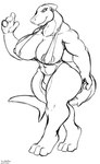 anthro breasts bulge clothing gynomorph intersex muscular muscular_anthro muscular_gynomorph muscular_intersex non-mammal_breasts solo swimwear bigshow fish marine shark hi_res monochrome