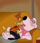 adult_on_young age_difference anthro blush clothed clothing duo eyes_closed french_kissing groping_chest inside kissing male male/male young igotdragons camp_lazlo cartoon_network family_guy clam_(camp_lazlo) jasper_(family_guy) bird_dog canid canine canis domestic_dog hunting_dog labrador mammal retriever rhinoceros hi_res