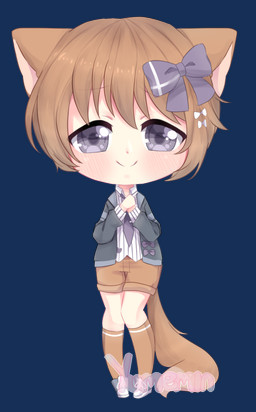 accessory bottomwear bow_ribbon clothing footwear hair hair_accessory hair_bow hair_ribbon looking_at_viewer male necktie ribbons shoes shorts smile smiling_at_viewer socks solo tail yumemin animal_humanoid humanoid alpha_channel