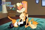 bed bite biting_lip biting_own_lip breasts cowgirl_position duo eyes_closed female from_front_position furniture male male/female nipples on_bottom on_top self_bite sex teeth bolillo_werito looney_tunes the_looney_tunes_show warner_brothers daffy_duck lola_bunny anatid anseriform avian bird duck lagomorph leporid mammal rabbit absurd_res hi_res