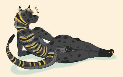andromorph animal_genitalia animal_vulva anthro anus armpit_hair big_tail black_anus black_body black_fur black_genitals black_spots black_vulva body_hair butt canine_genitalia canine_vulva digitigrade emanata feet fingers fur genitals grey_body grey_fur hair hand_on_leg intersex looking_at_viewer looking_back looking_back_at_viewer lying mane markings multicolored_mane nude on_side pawpads rattle_(anatomy) rear_view simple_background solo spots spotted_body spotted_fur spotted_markings tail toes tuft vulva yellow_markings yellow_pawpads shekh_(artist) fallout microsoft firexuz_(firexuz) furred_scalie furred_snake hybrid night_stalker_(fallout) pit_viper reptile scalie snake viper 2025 colored digital_drawing_(artwork) digital_media_(artwork) hi_res restricted_palette