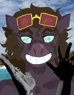 5_fingers brown_hair eyewear eyewear_on_head fingers gesture glasses green_eyes hair hand_gesture heart_eyes heart_symbol humanoid_hands looking_at_viewer male photo_background smile smiling_at_viewer solo sunglasses sunglasses_on_head teeth tongue tongue_out wearing_glasses wearing_sunglasses baphomay epilepsy_warning bull_(giegues) bovid bovine cattle mammal 2019 2d_animation animated digital_media_(artwork) headshot_portrait photography_(artwork) portrait short_playtime