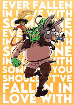 4_fingers anthro arms_bent bald belt big_nose black_belt black_boots black_clothing black_eyebrows black_footwear black_hat black_headwear black_hooves black_mane black_tail_tuft boots bottle bottle_in_mouth bottomwear brown_bottomwear brown_clothing brown_pants brown_topwear brown_vest carrying_another cheek_tuft clenched_teeth clothed clothed_humanoid clothed_male clothing container cork corked_bottle eyebrows facial_tuft fangs featureless_crotch feral fingers fist footwear fully_clothed fully_clothed_humanoid fully_clothed_male fur green_body green_eyes green_skin grey_body grey_fur grey_tail group hat hat_feather headgear headwear hooves larger_feral larger_humanoid larger_male light long_ears long_tail loose_feather lyrics male male_anthro male_feral male_humanoid mane markings melee_weapon multicolored_body multicolored_fur nude nude_male orange_body orange_fur orange_stripes orange_tail outline overweight overweight_humanoid overweight_male pants pattern_bottomwear pattern_clothing pattern_pants plaid plaid_bottomwear plaid_clothing plaid_pants running shirt shoes short_mane size_difference smaller_anthro smaller_feral smaller_male striped_markings striped_tail stripes sword tail tail_markings tail_tuft tan_body tan_clothing tan_fur tan_shirt tan_teeth tan_topwear tan_tunic teeth text thick_eyebrows topwear trio tuft tunic two_tone_tail unguligrade vest weapon white_outline white_sclera worried_look stradomyre dreamworks puss_in_boots_(franchise) shrek_(series) donkey_(shrek) puss_in_boots_(dreamworks) shrek_(character) asinus domestic_cat donkey equid equine felid feline felis humanoid mammal ogre 2023 absurd_res colored digital_drawing_(artwork) digital_media_(artwork) english_description english_text hi_res lighting shaded