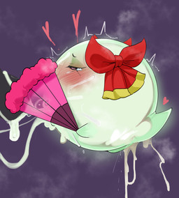 black_eyes blush bodily_fluids bow_ribbon cum cum_from_vagina cum_in_mouth cum_in_vagina cum_inside cum_on_face cum_overflow cum_through duo excessive_cum excessive_genital_fluids fellatio female folding_fan genital_fluids genitals green_body hand_fan heart_symbol male male/female not_furry oral penetration penile penis sex tears vulva mdthetest mario_bros nintendo paper_mario lady_bow boo_(mario) ghost spirit hi_res