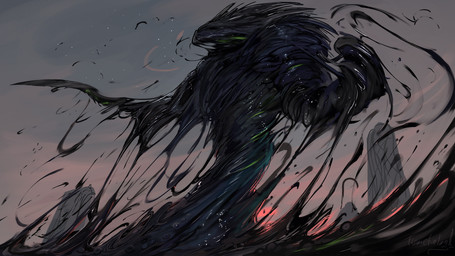 ambiguous_gender detailed_background goo-connected_lips oil outside particles sky solo star sunset themefinland goo_creature humanoid monster monstrous_humanoid 16:9 2020 digital_media_(artwork) hi_res widescreen