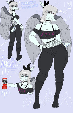 anthro boots choker clothing female fish_text fishnet_clothing footwear jewelry looking_back necklace shoes solo standing wide_hips wings nuar_come_mundos cavemanon_studios heineken_n.v. snoot_game tecate angel_(nuar_come_mundos) fan_character prehistoric_species pterosaur reptile scalie absurd_res hi_res spanish_description