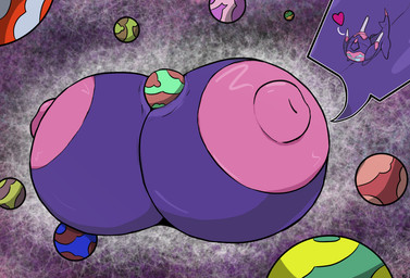 anthro areola astronomical_hyper big_areola big_breasts big_nipples blue_eyes blue_mouth breasts close-up female heart_symbol huge_areola huge_breasts huge_nipples hyper hyper_areola hyper_breasts hyper_nipples macro nipples no_pupils open_mouth open_smile pink_areola pink_nipples planet planet_between_breasts purple_body purple_tail smile solo space tail unowo nintendo pokemon generation_7_pokemon poipole pokemon_(species) ultra_beast 2022 cel_shading colored digital_media_(artwork) shaded