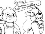 anthro bdsm bondage bound duo humor pup_gear whipping bastionshadowpaw krechevskoy krech ollie canid canine fox mammal mustelid otter 4:3 meme monochrome