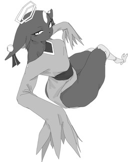 anthro asian_clothing big_breasts breasts chinese_clothing chinese_dress clothing dress east_asian_clothing female headdress looking_at_viewer monotone_background pupils simple_background slit_pupils solo thick_thighs white_background wide_hips wings meckmeck00124 european_mythology greek_mythology mythology nine_sols red_candle_games goumang_(nine_sols) alien avian felid feline harpy hybrid mammal mythological_avian mythological_creature solarian greyscale hi_res monochrome