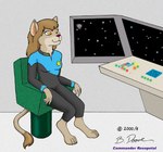 anthro barefoot brown_body brown_fur brown_hair clothed clothing feet female fur hair pupils slit_pupils solo tail tail_tuft tuft uniform yellow_eyes bernard_doove chakona_space star_trek rosepetal_(goldfur) caitian felid mammal 2000