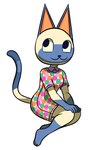 :3 anthro barefoot black_eyes blue_body clothing dress feet female gloves_(marking) leg_markings looking_at_viewer looking_up markings multicolored_body simple_background smile socks_(marking) solo tail two_tone_body white_background white_body angelicmissmarie animal_crossing nintendo mitzi_(animal_crossing) domestic_cat felid feline felis mammal 2020 digital_drawing_(artwork) digital_media_(artwork) full-length_portrait hi_res portrait