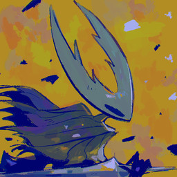 2_horns ambiguous_gender clothing empty_eyes fingers holding_melee_weapon holding_object holding_weapon horn melee_weapon solo weapon blipbugbug hollow_knight_(franchise) team_cherry hollow_knight_(character) arthropod vessel_(species) 1:1