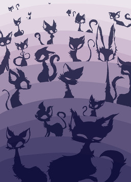 ambiguous_feral ambiguous_gender feral fur group purple_body purple_fur purple_tail tail naircat domestic_cat felid feline felis mammal spirit 2015 digital_drawing_(artwork) digital_media_(artwork) hi_res purple_theme