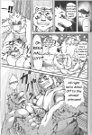 age_difference anthro canid canine canis comic dialogue english_text felid gift greyscale jin_(artist) larger_male male male/male mammal mature_anthro mature_male monochrome pantherine size_difference smaller_male text tiger wolf