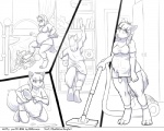 5:4 anthro bed bedroom breasts canid canine cleaning clothing comic faf fafcomics female fox furniture greyscale hetty_(faf) mammal monochrome obese obese_anthro obese_female overweight overweight_anthro overweight_female solo