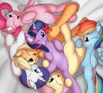 2014 applejack_(mlp) blonde_hair blue_eyes blue_fur ear_fluff equine fearingfun female feral fluttershy_(mlp) freckles friendship_is_magic fur green_eyes group hair horn horse lesbian long_hair lying mammal multi-colored_hair my_little_pony on_back one_eye_closed orange_fur pegasus pink_fur pink_hair pinkie_pie_(mlp) pony purple_eyes purple_fur purple_hair pussy rainbow_dash_(mlp) rainbow_hair rarity_(mlp) twilight_sparkle_(mlp) unicorn white_fur winged_unicorn wings yellow_fur
Rating: Explicit
Score: 20
User: lemongrab
Date: February 23, 2014