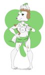 anthro bottomwear breasts brown_body brown_eyes brown_fur clothed clothing female fur jewelry necklace nipples skirt solo topless white_body white_fur scribblescritch sonichu_(series) patti_(chris_chan) canid canine canis domestic_dog mammal hi_res