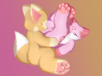 ambiguous_gender anthro chibi cunnilingus dipstick_tail duo female female/ambiguous fur genitals gradient_background heart_(marking) humanoid_genitalia humanoid_vulva licking markings multicolored_body multicolored_fur oral orange_body orange_fur pawpads penetration pink_body pink_fur pink_pawpads sex simple_background tail tail_markings tongue vaginal vaginal_penetration vulva white_body white_fur shiningcanc canid canine canis domestic_dog mammal 4:3 hi_res
