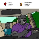 anthro beard car driver duo facial_hair inside_car inside_vehicle male male/male sky vehicle young hunterramirez jacob_(hunterramirez) marcos_(hunterramirez) bear mammal 1:1 2024 story story_in_description father_(lore) parent_(lore) son_(lore)