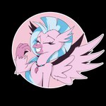 abstract_background anthro beak blue_hair claws collar female fur hair jewelry laugh mane necklace pink_body pink_fur smile solo teeth wings turkojar european_mythology friendship_is_magic greek_mythology hasbro my_little_pony mythology silverstream_(mlp) avian hippogriff mythological_avian mythological_creature 1:1 alpha_channel hi_res