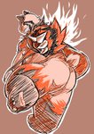 anthro brown_body brown_fur butt clothed clothing fur kemono male orange_body orange_fur overweight overweight_anthro overweight_male solo white_body white_fur chiro_(artist) fanfan bear giant_panda mammal 2013