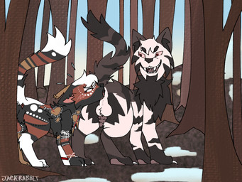 adolescent ambiguous_gender ambiguous_rimming ambiguous_rimming_male anal claws countershading dirt duo feral feral_on_feral forced forest forest_background hill leaf leaves_on_ground male/null nature nature_background oral outside pawpads paws plant rape red_eyes rimming rimming_male sex snow stripes tabby_fur threatening tree winter young young_feral jackrabbit_(artist) warriors_(book_series) anonymous_character fan_character domestic_cat felid feline felis mammal 2025 4:3 hi_res signature nonbinary_(lore)