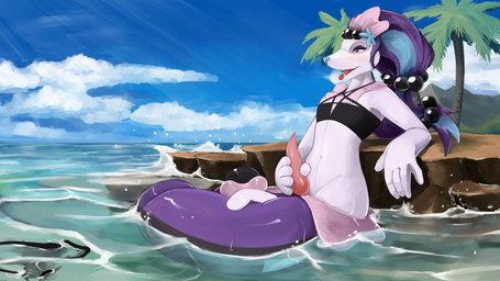 alternative_fashion animal_genitalia animal_penis anthro beach bottomless clothed clothing crossdressing dark_eyelids detailed_background discarded_clothing erection eyeliner femboy genitals goth hair long_hair looking_at_genitalia looking_at_penis looking_pleasured makeup male masturbation open_mouth outside palm_tree partially_submerged penile penile_masturbation penis plant reclining sea seaside sitting sky smile solo split_form tapering_penis topwear tree water wet fingerprint_(artist) nintendo pokemon arkhana aquatic generation_7_pokemon merfolk pokemon_(species) primarina 16:9 absurd_res hi_res widescreen