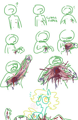 ?_face blood bodily_fluids cutie_mark death disembowelment duo female gore grotesque_death guts hair heart_(organ) intestines navel nipples organs question_mark solo_focus suicide transformation the_weaver hasbro my_little_pony anon fan_character equid equine horse human mammal pony 2013 comic digital_drawing_(artwork) digital_media_(artwork) hi_res