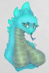 anthro apode breasts coral_(envyblacksun) crossed_arms draconcopode envyblacksun female hi_res holding_breast legless looking_at_viewer naga reptile scalie serpentine snake solo tongue tongue_out