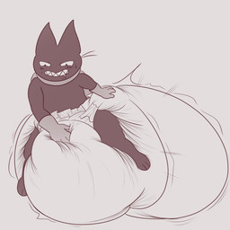anthro big_diaper bodily_fluids clenched_teeth clothed clothing collar diaper diaper_fetish diaper_only diaper_squish drooling excessive_feces feces hyper hyper_feces hyper_soiling male pooping saliva scatplay smile soiled_diaper soiling soiling_diaper solo sweat teeth topless touching_diaper unclean_diaper used_diaper using_diaper wearing_diaper steelshark cartoon_network mao_mao:_heroes_of_pure_heart sheriff_mao_mao_mao domestic_cat felid feline felis mammal 1:1 hi_res monochrome sketch