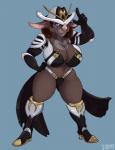 anthro biped breasts clothed clothing female footwear hat headgear headwear high_heels looking_at_viewer shoes smile solo standing thick_thighs underwear dbd digital_extremes tencent warframe mesa_(warframe) mesa_prime alien kubrow prime_warframe tenno