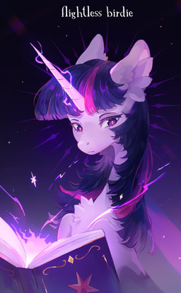 book calm chest_tuft eyebrows female feral horn magic reading solo star tuft tiredptich friendship_is_magic hasbro my_little_pony mythology twilight_sparkle_(mlp) equid equine mammal mythological_creature mythological_equine unicorn 2025 digital_media_(artwork) hi_res