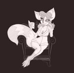 anthro armchair barefoot black_hair book chair facial_markings feet female furniture hair head_markings leg_markings markings reading reading_book sofa solo tail tail_markings iaguara_bishop canid canine mammal raccoon_dog tanuki hi_res