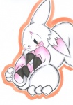 ambiguous_gender black_eyes blush fur looking_down markings pink_markings simple_background solo white_background white_body white_fur yuki_(artist) nintendo pokemon generation_3_pokemon pokemon_(species) zangoose hi_res