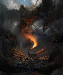 ambiguous_gender breath_powers elemental_manipulation feral fire fire_breathing fire_manipulation glowing glowing_eyes group horn moon red_eyes sharp_teeth snout tail teeth wings young hugh_ebdy european_mythology mythology dragon mythological_creature mythological_scalie scalie western_dragon wyvern absurd_res hi_res