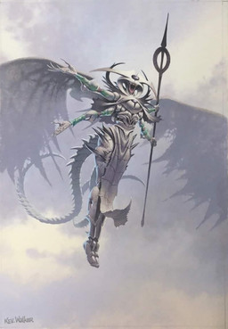 2_tails 4_arms cloud female flying holding_object holding_staff membrane_(anatomy) membranous_wings multi_arm multi_limb multi_tail not_furry open_mouth simple_background solo staff tail white_body wings kev_walker hasbro magic:_the_gathering wizards_of_the_coast atraxa_praetor's_voice_(character) humanoid monster monstrous_humanoid official_art